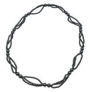 Hematite Beaded Necklace 28 Inch Length No Clasp Vintage